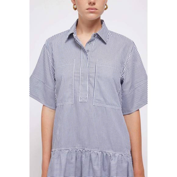 NEW JONATHAN SIMKHAI cris shirt dress in midnight stripe - Picture 4 of 4